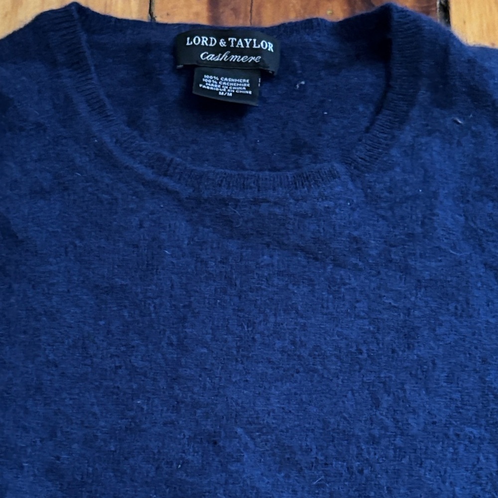 Women's Navy Crew Neck Kashmir Sweater - Picture 4 of 4